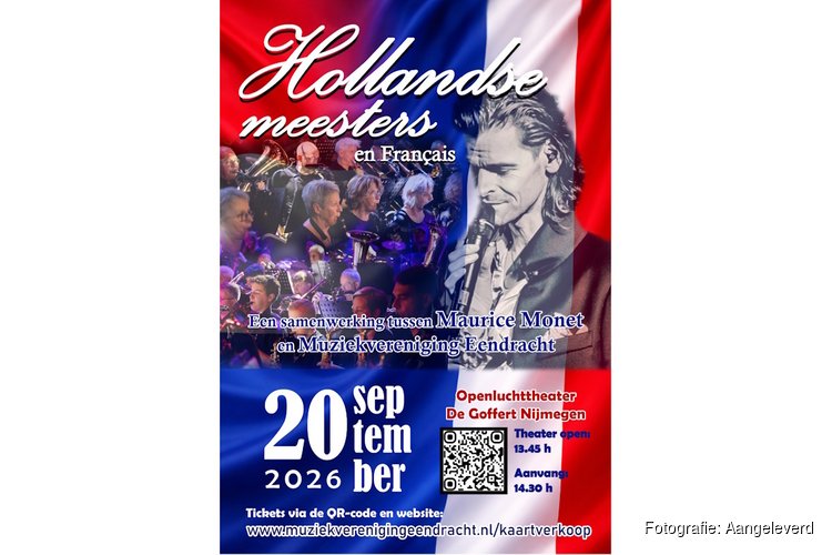 Concert met Maurice Monet in Goffertpark Nijmegen, de Eendracht Escharen op de Franse toer